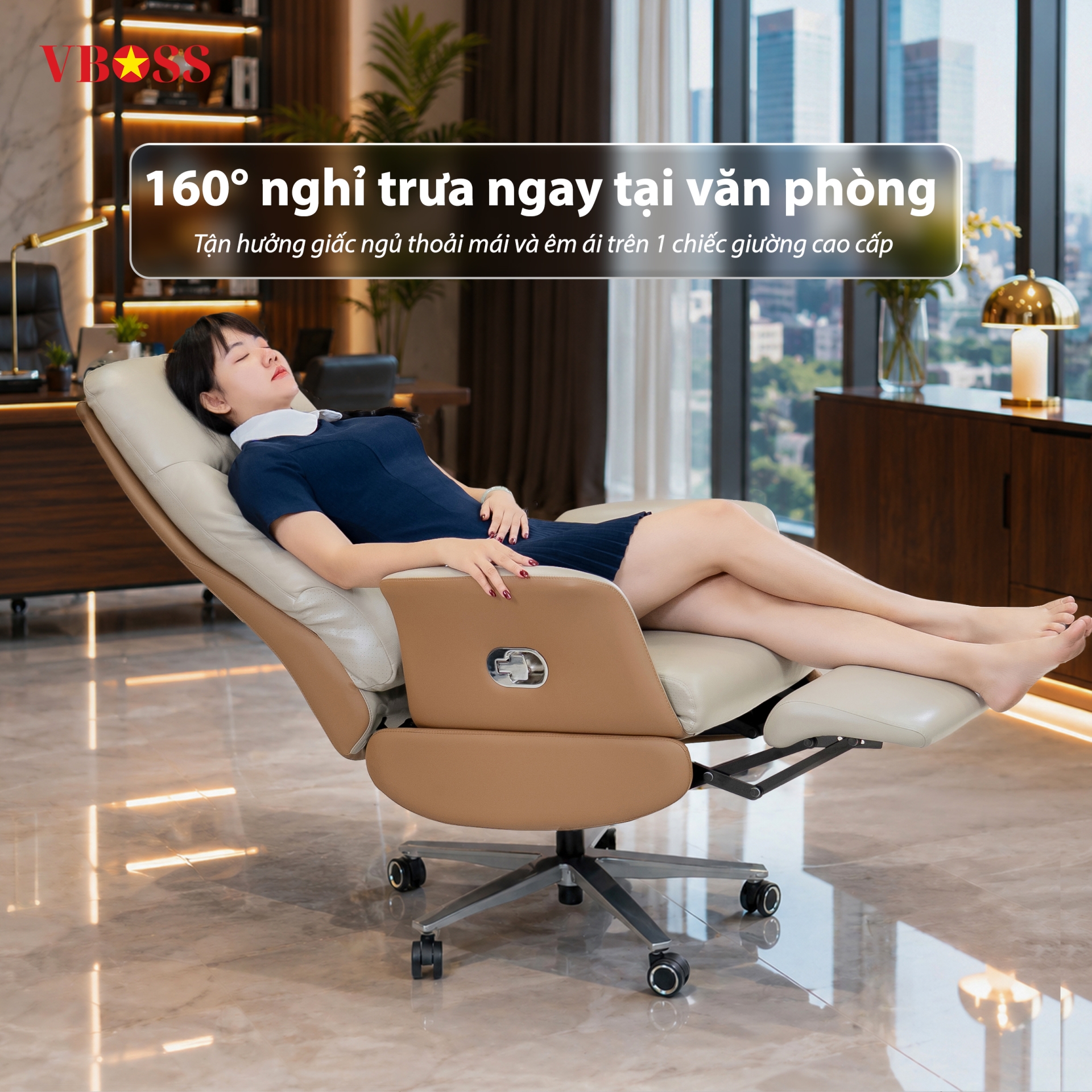 Ghế Văn Phòng da bò chỉnh cơ VBOSS - V16-S