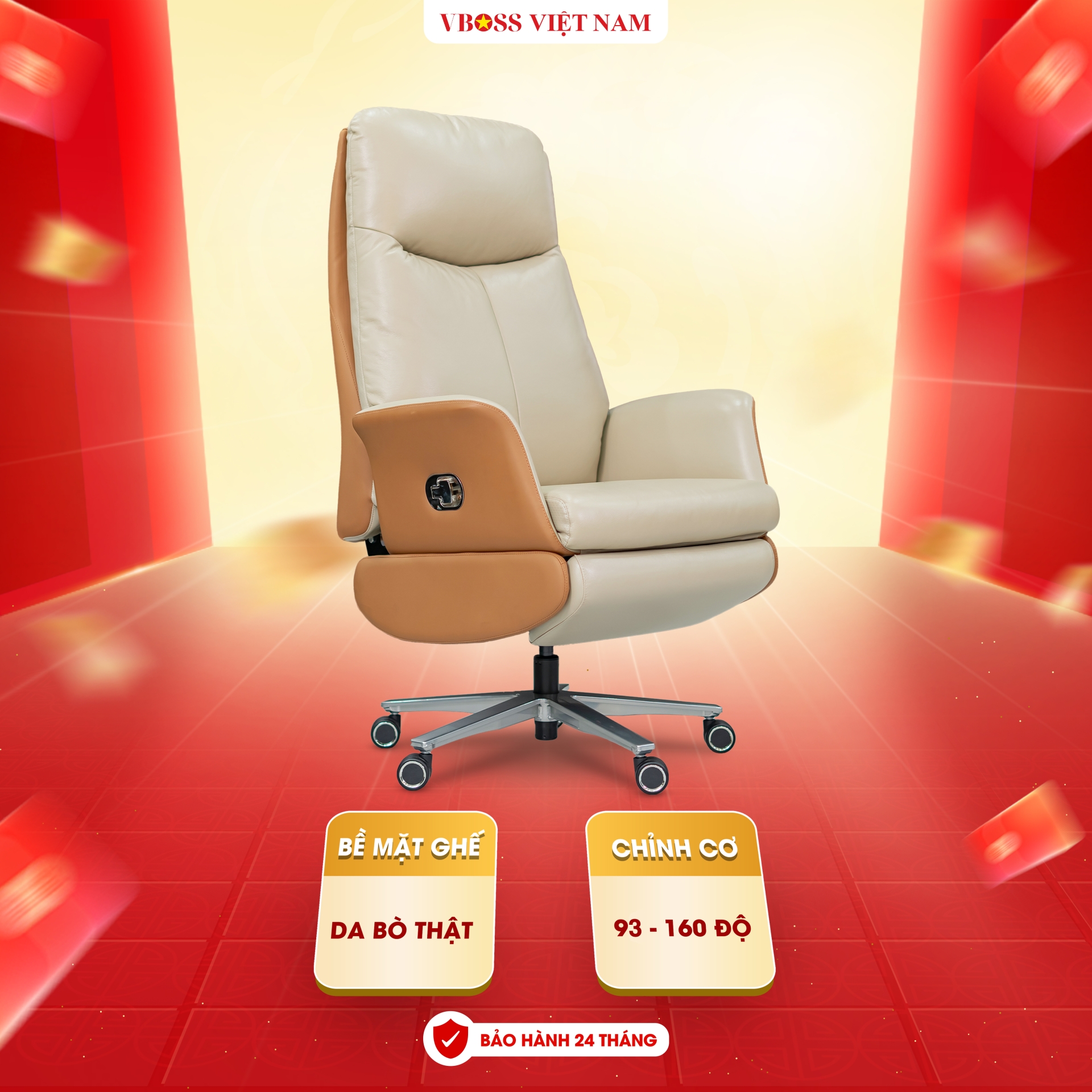 Ghế Văn Phòng da bò chỉnh cơ VBOSS - V16-S