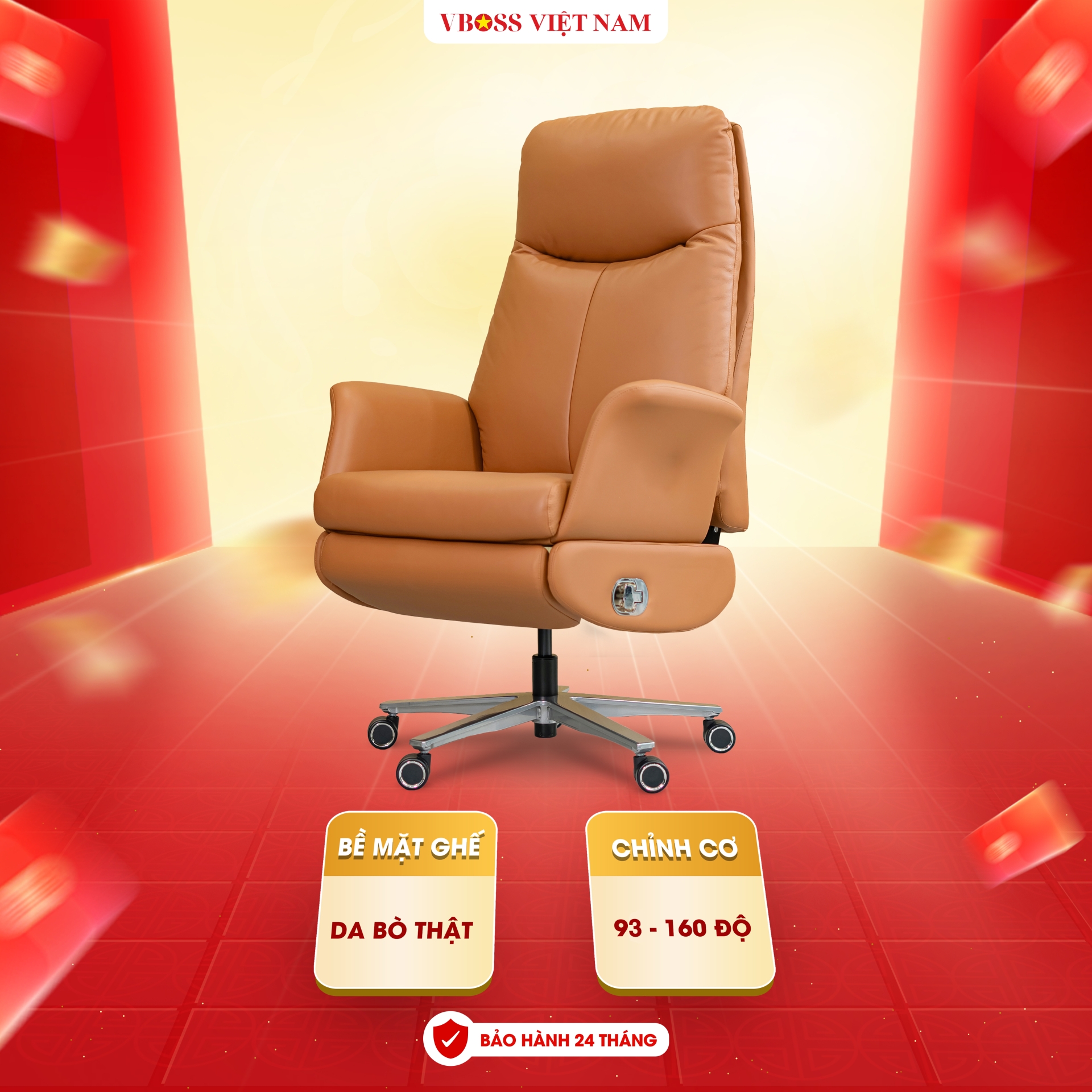 Ghế Văn Phòng da bò chỉnh cơ VBOSS - V16-S