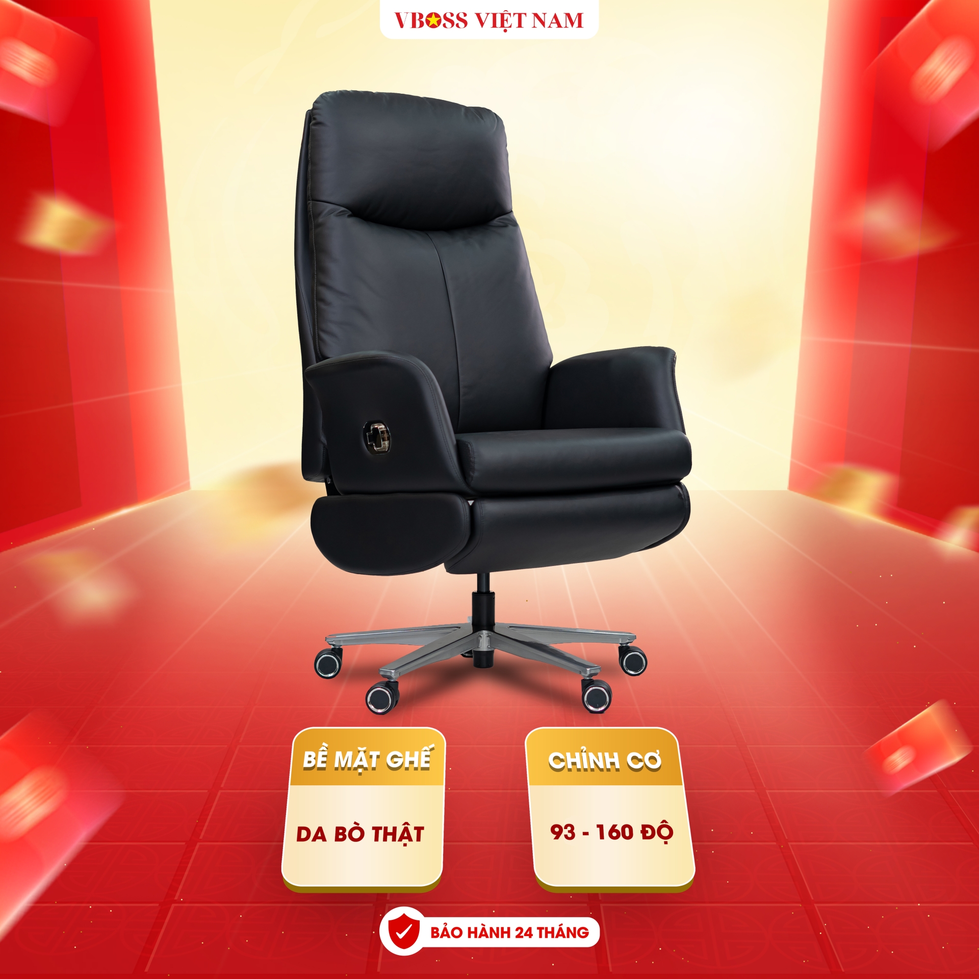 Ghế Văn Phòng da bò chỉnh cơ VBOSS - V16-S