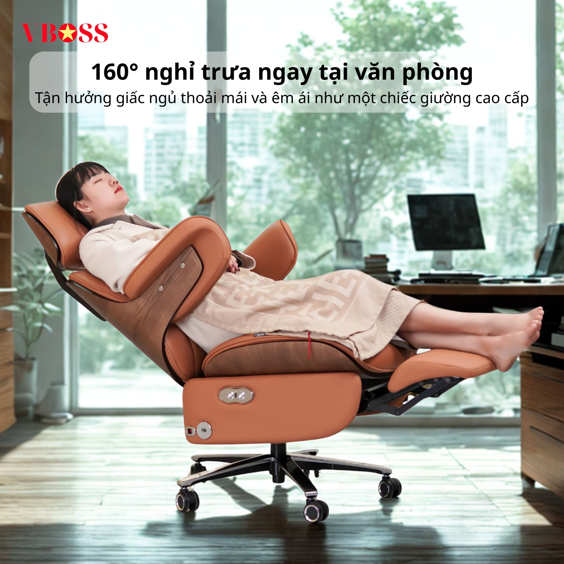 Ghế Chủ Tịch Massage da bò chỉnh điện VBOSS - V22