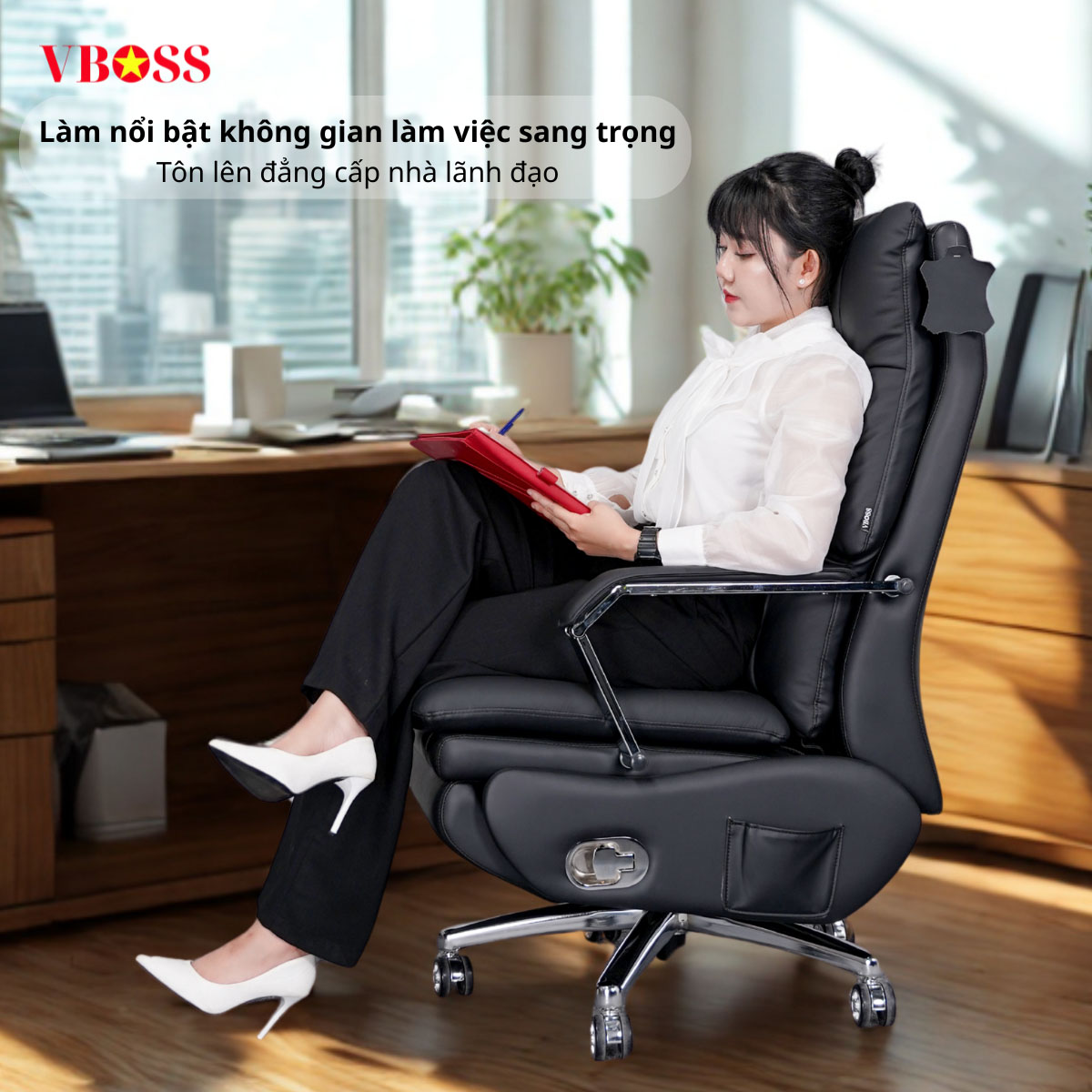 Ghế Văn Phòng da bò chỉnh cơ VBOSS - V15-S
