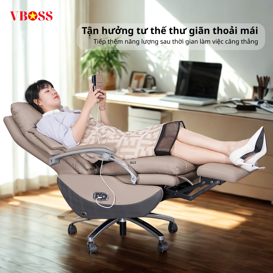 Ghế Lãnh Đạo da bò Massage chỉnh điện VBOSS - V16