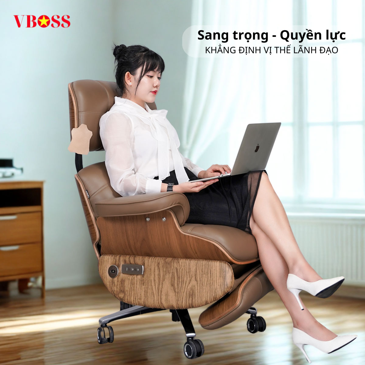 Ghế Chủ Tịch da bò chỉnh điện VBOSS - V19