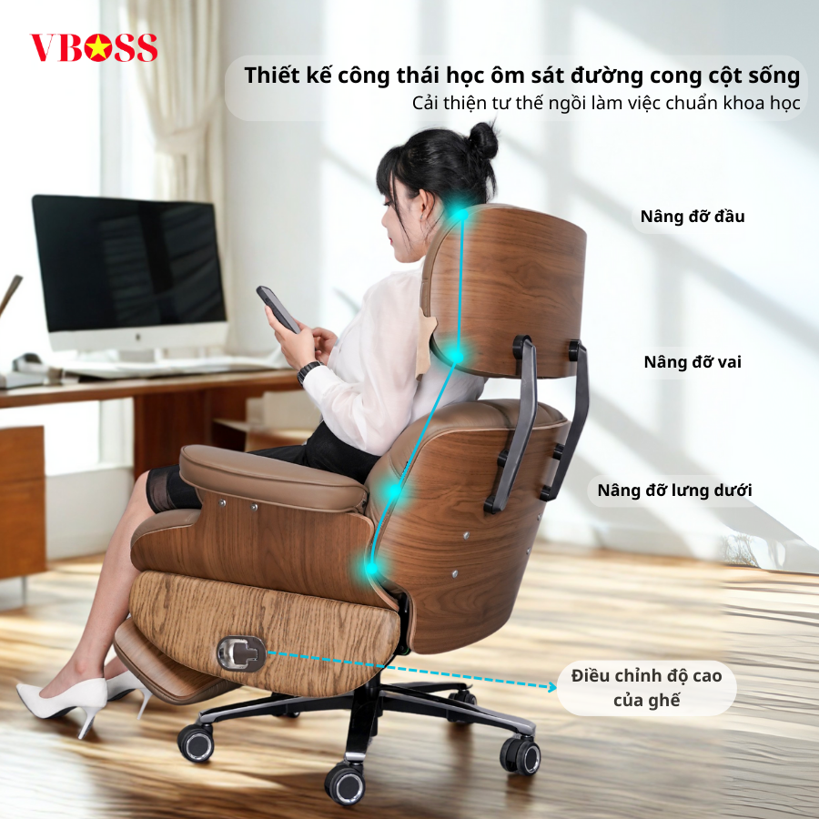 Ghế Chủ Tịch da bò chỉnh điện VBOSS - V19