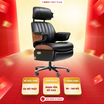 Ghế Chủ Tịch Massage da bò chỉnh điện VBOSS - V22