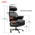 Ghế Chủ Tịch Massage da bò chỉnh điện VBOSS - V22