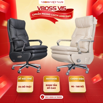 Ghế Văn Phòng da bò Massage chỉnh điện VBOSS - V15