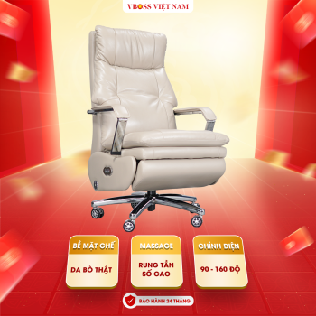 Ghế Văn Phòng da bò Massage chỉnh điện VBOSS - V15