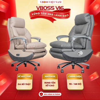 Ghế Lãnh Đạo da bò Massage chỉnh điện VBOSS - V16