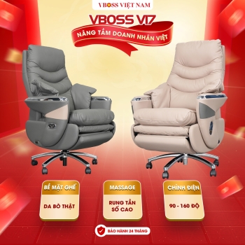 Ghế Lãnh Đạo da bò Massage chỉnh điện VBOSS - V17